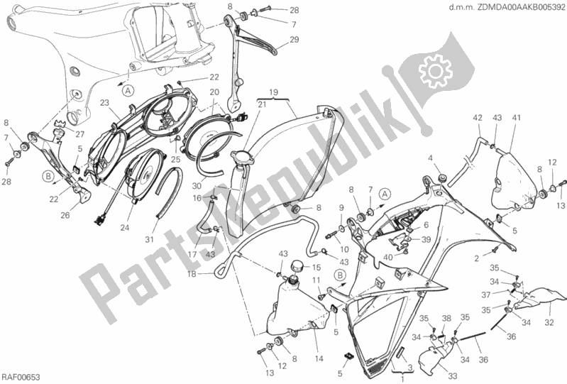 Tutte le parti per il 25b - Refrigeratore D'acqua del Ducati Superbike Panigale V4 S Thailand 1100 2019